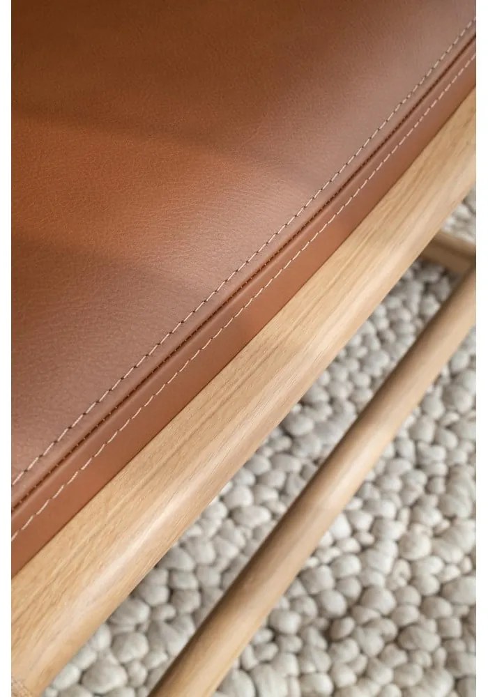 Отоман с конструкция от дъбово дърво и седалка от зелен текстил Dedo - Gazzda