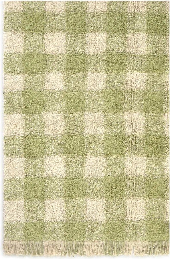 Зелен ръчно изработен памучен детски килим подходящ за пране 90x120 cm Vichy – Lorena Canals