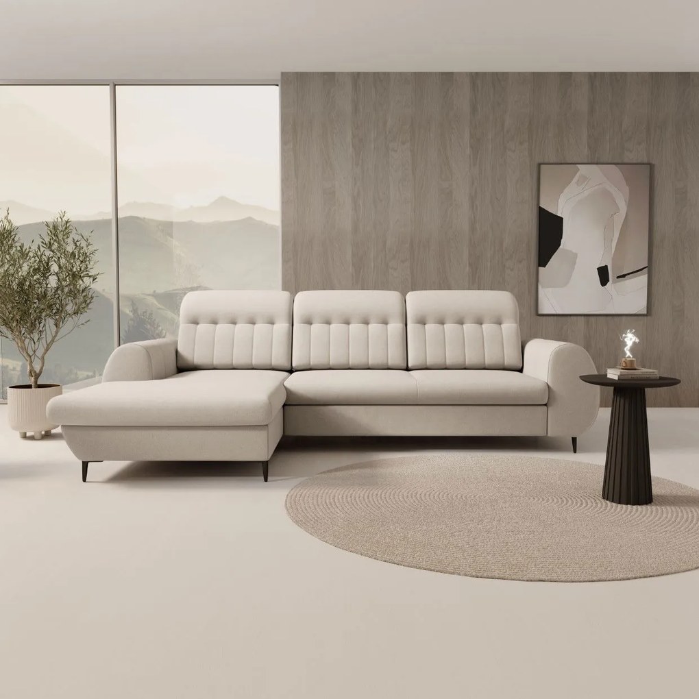 Ъглов диван Blanc-Кремав-Ляво