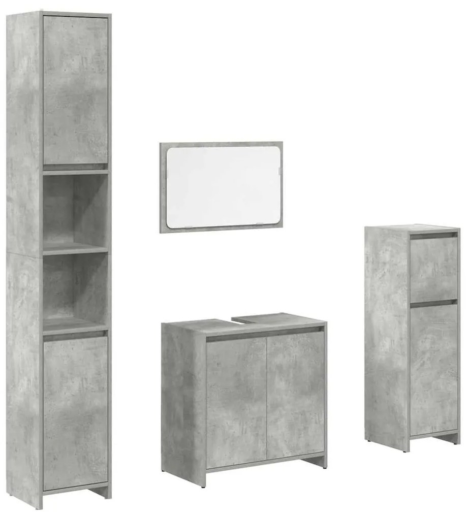 3324849 vidaXL Комплект мебели за баня от 4 части бетонно сив инженерно дърво