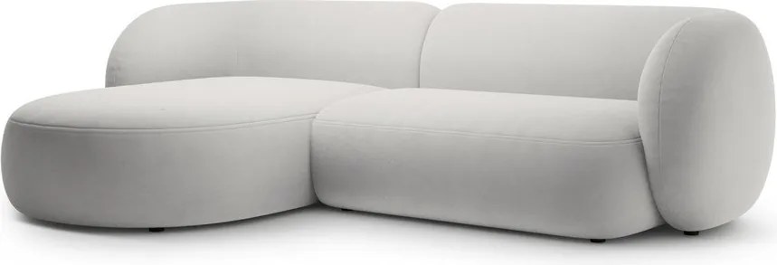 Светлосив кадифен ъглов диван (ляв ъгъл) Kate – Micadoni