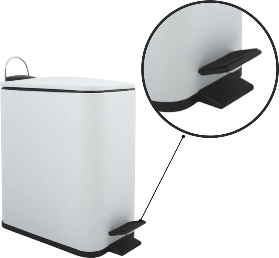 Стоманено кошче за боклук с педал в матово бял цвят 5 l Erik – Spirella