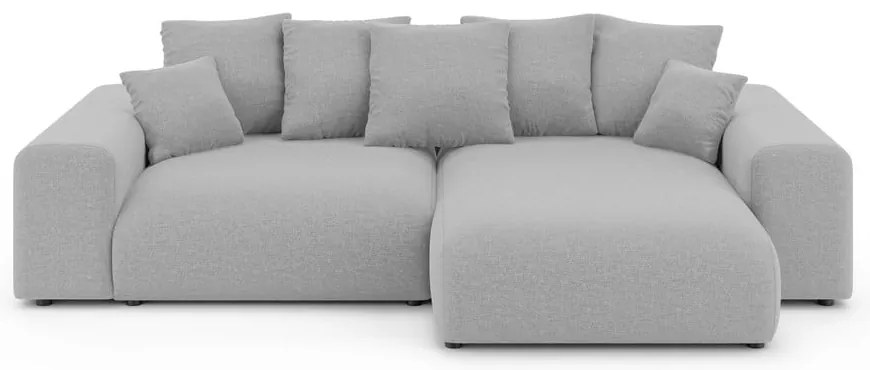 Светлосив разтегателен ъглов диван с място за съхранение (променлив) Luma – Ropez
