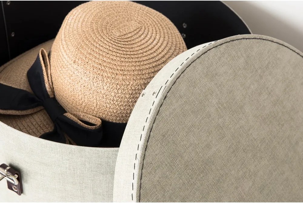 Бежови картонени кутии за съхранение в комплект 2 бр. с капаци ø 37,5x25 cm Rut Canvas Paper Laminate – Bigso