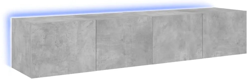837288 vidaXL Стенни ТВ шкафове с LED лампи, 2 бр, бетонно сиви, 80x35x31 см
