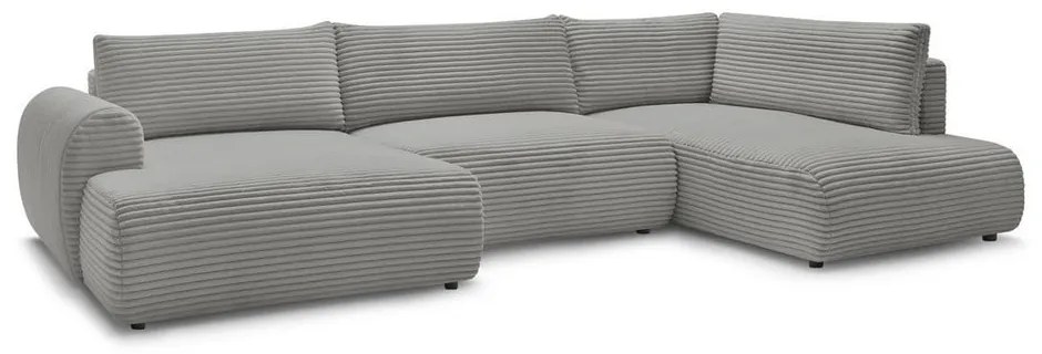 Тъмносив разтегателен ъглов диван от рипсено кадифе (ляв ъгъл/"U" форма) Lucien – Bobochic Paris