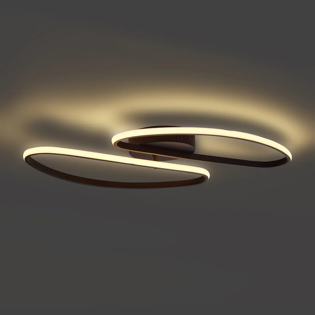 Дизайнерска таванна лампа матово черна 65 см 3-степенна димируема 2-светлина - Pepe