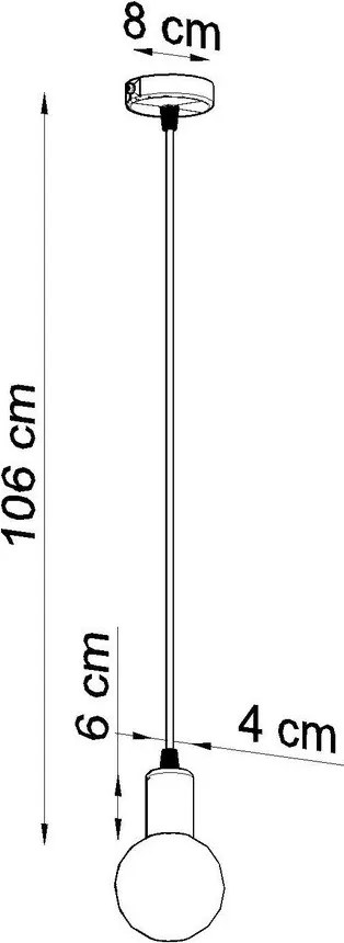 Черно висящо осветително тяло Bombilla - Sollux