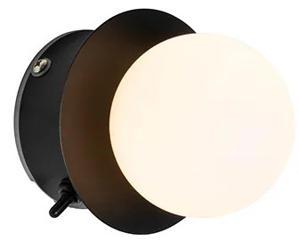 Стенна лампа черна IP44 с превключвател - Cederic