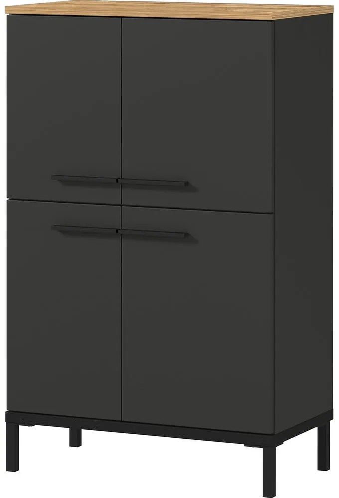 Тъмно сив висок шкаф за баня в дъб 60x97 cm Yonkers - Germania