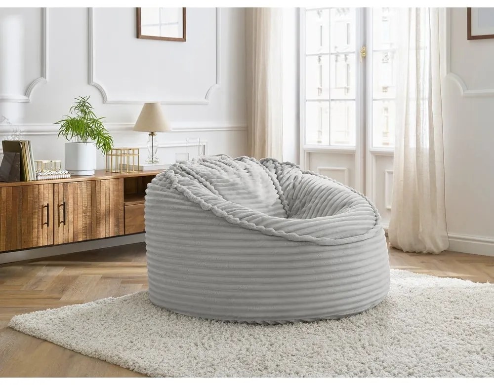 Светлосив пуф от рипсено кадифе Socrate – Bobochic Paris
