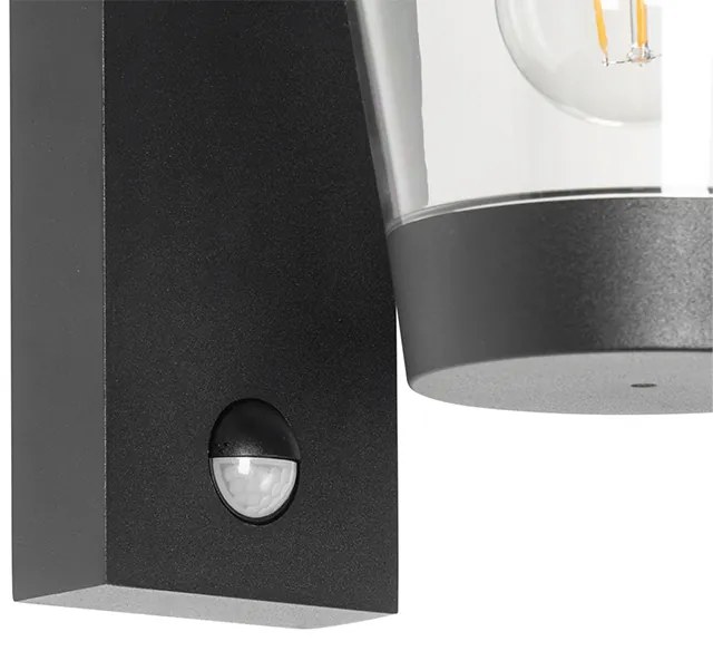 Външна стенна лампа черна IP44 с датчик за движение - Joren