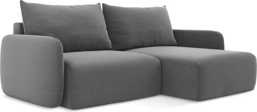Сив кадифен сгъваем/с място за съхранение ъглов диван (десен ъгъл) Kalena – Makamii