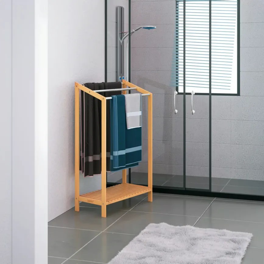 Бамбукова стойка за кърпи - комплект от 2 броя