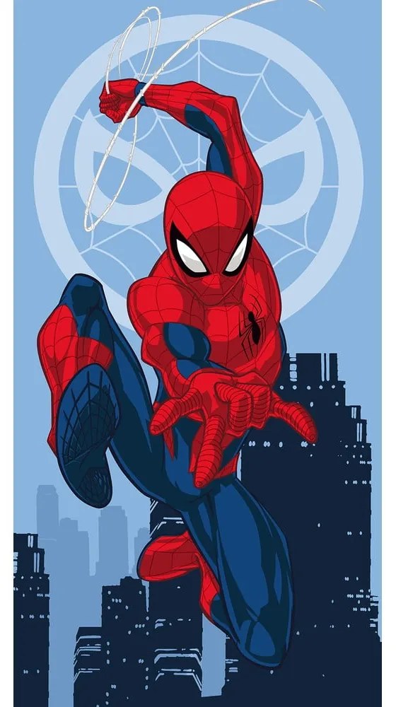 Червена-синя памучна детска кърпа 70x140 cm Spider-man "Jump" – Jerry Fabrics