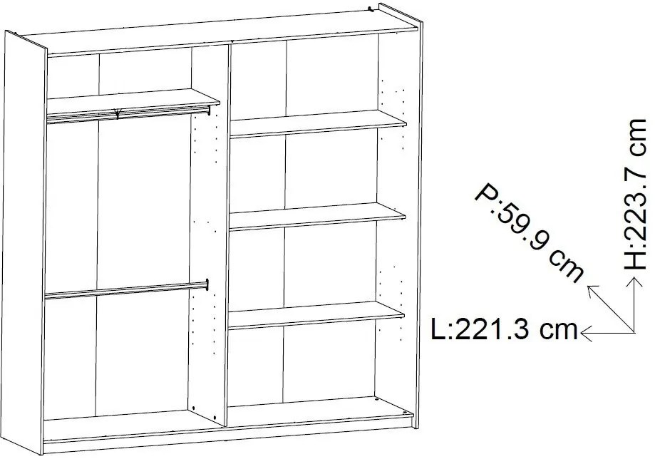 Плъзгащ гардероб Alcazaba 220 - Бял