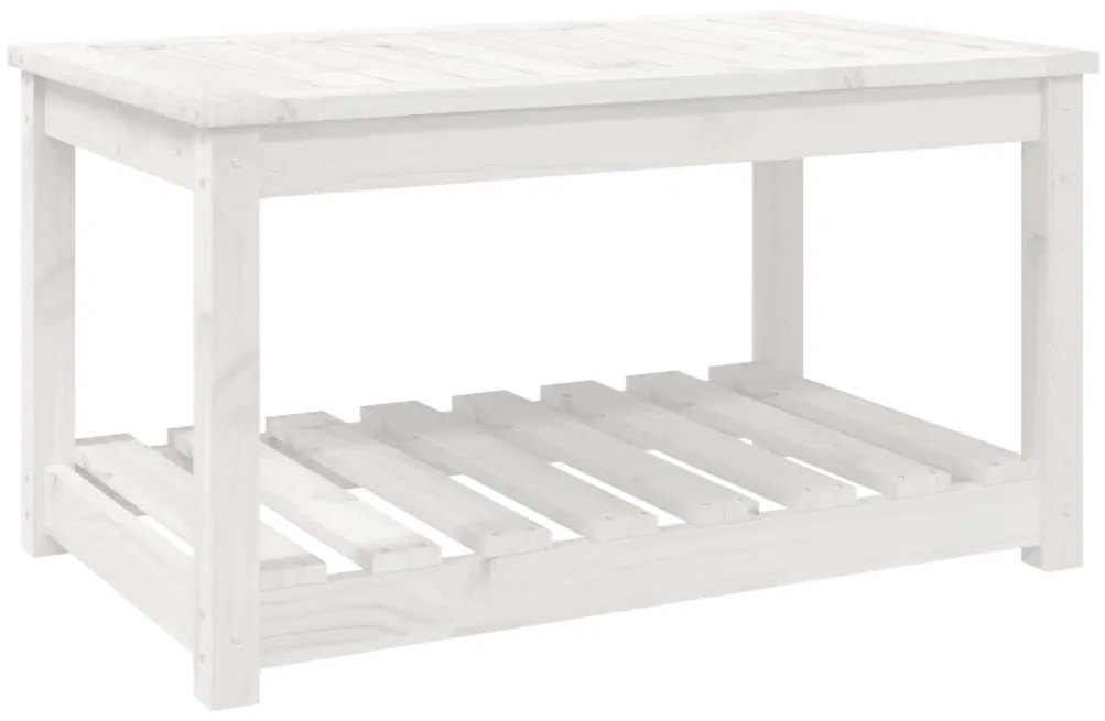 824135 vidaXL Градинска маса, бяла, 82,5x50,5x45 см, борово дърво масив