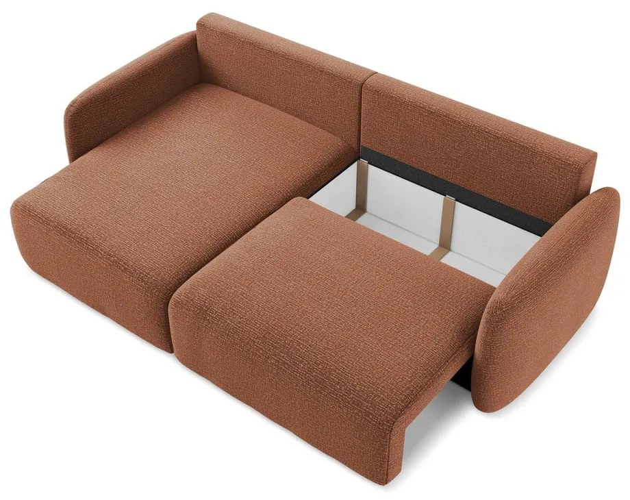Разтегателен ъглов диван с място за съхранение в тухлен цвят (ляв ъгъл) Kalena – Makamii