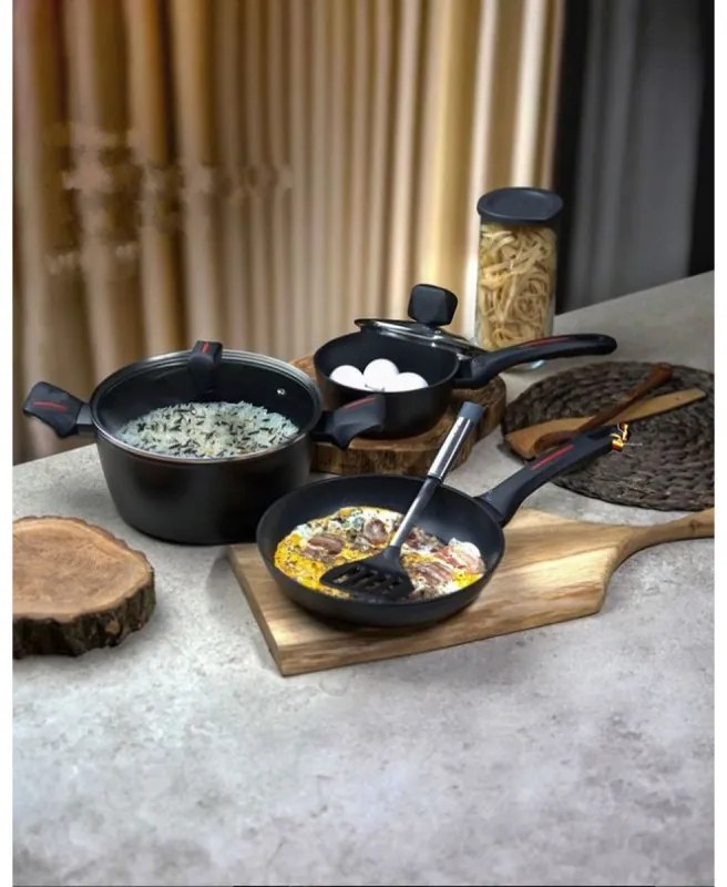 Касерола с капак Royalty Line RL-FSN20, 20 см, 2.1 л, Гранитно покритие, Индукция, Черен