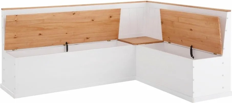 Бяла променлива ъглова пейка, изработена от масивна борова дървесина Silas - Støraa