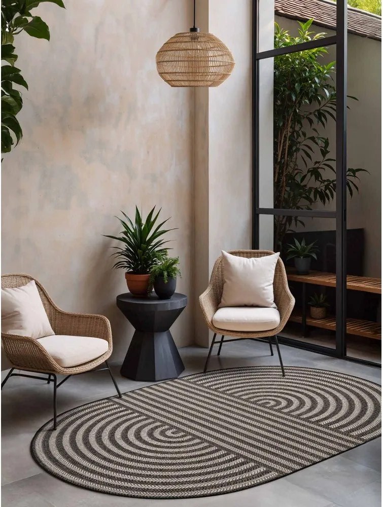 Черен/кремав килим за открито и закрито 160x230 cm Haringey Woodfield – Ted Baker