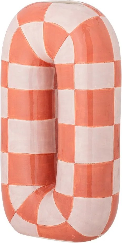 Керамична ръчно рисувана ваза в цвят сьомга/кремава (височина 32 cm) Mae – Bloomingville