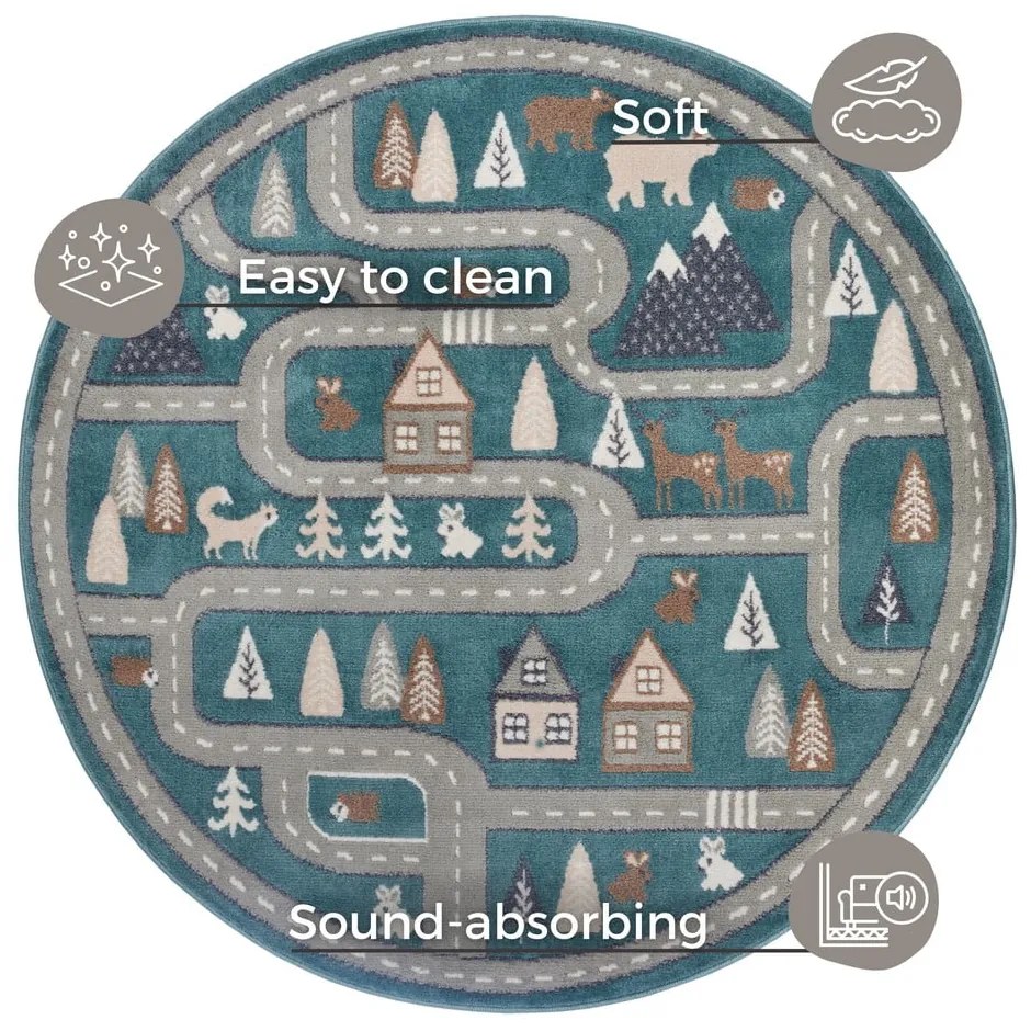 Детски килим в цвят бензин ø 100 см Streets - Hanse Home