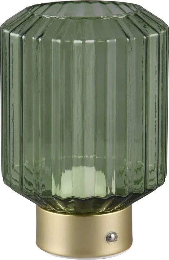 Димируема настолна LED лампа в зелено и златисто със стъклен абажур (височина 19,5 см) Lord - Reality