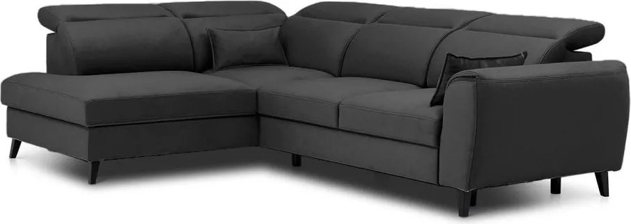 Тъмносив кадифен разтегателен ъглов диван с място за съхранение (ляв ъгъл L форма) Noble – ELTAP