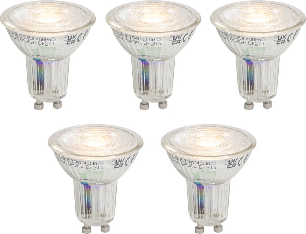 Комплект от 5 GU10 50 Димируеми LED крушки 3.9W 450 lm 2700K Дълъг живот
