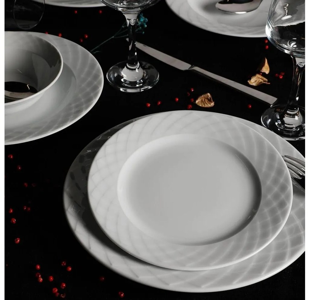 Комплект за хранене 24 части бял/порцелан