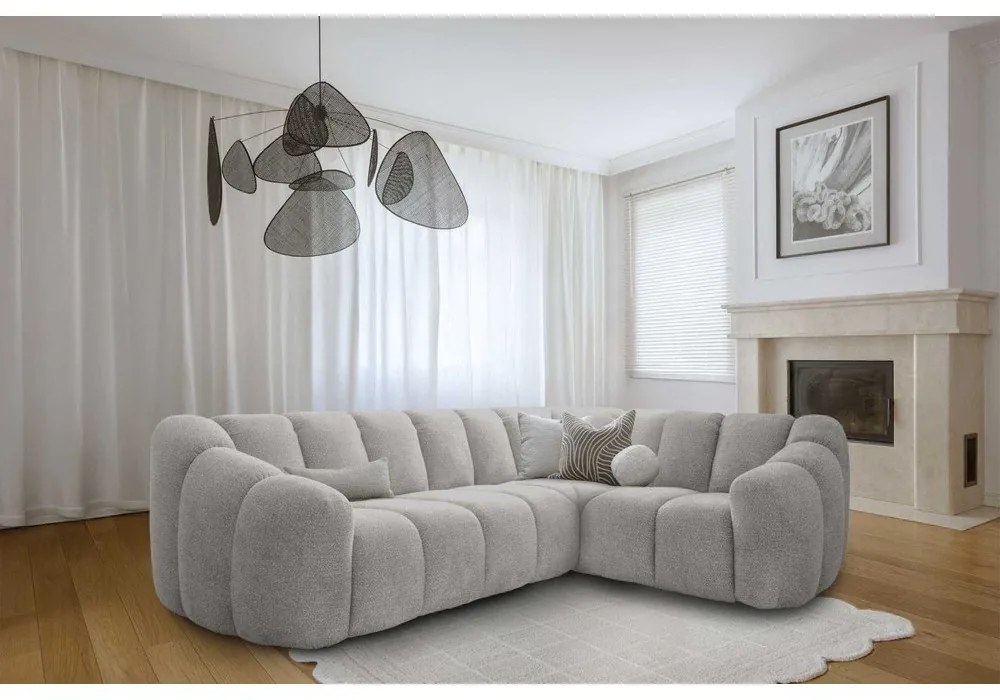 Светлосив ъглов диван (десен ъгъл/L форма) Shell – Miuform