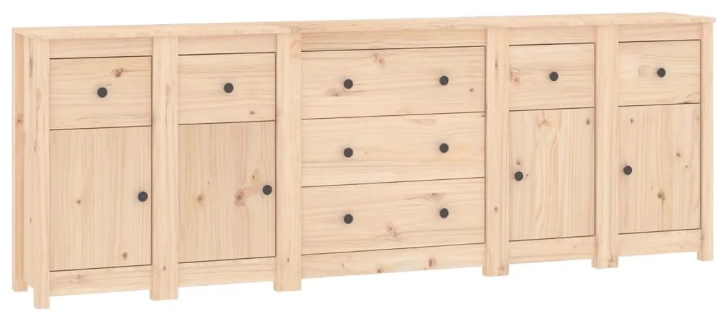 3114094 vidaXL Сайдборд, сив, 230x35x80 см, бор масив