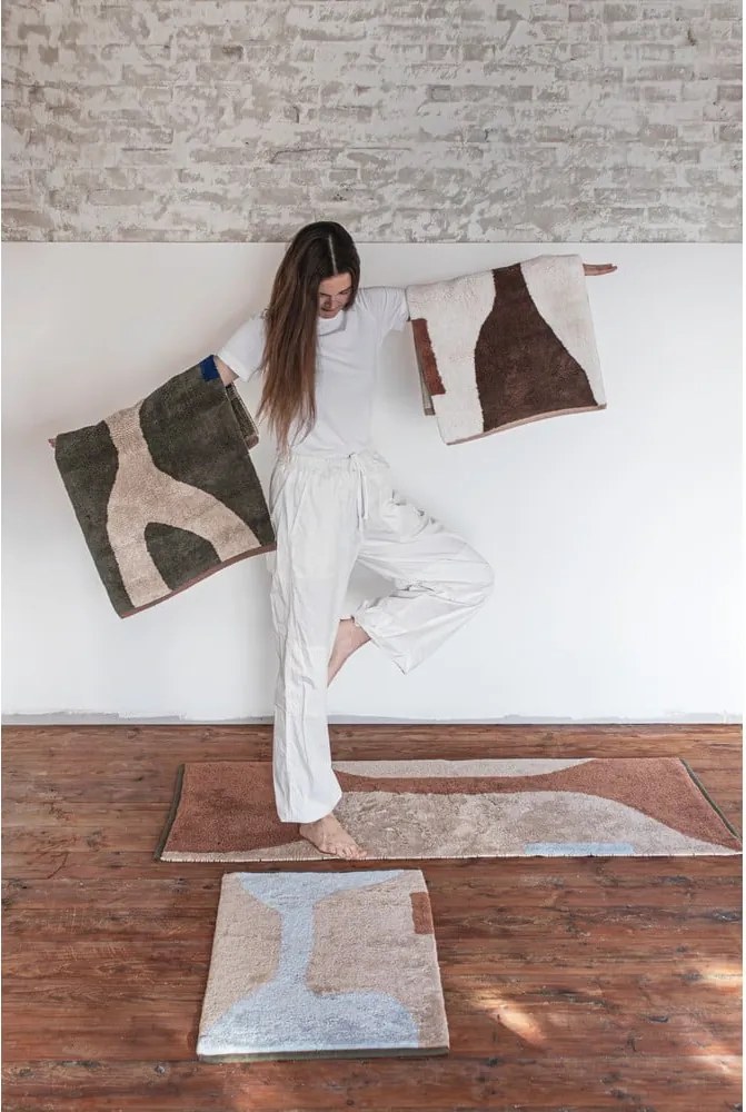 Бяло-бежов памучен килим подходящ за пране 50x80 cm Figura – Mette Ditmer Denmark