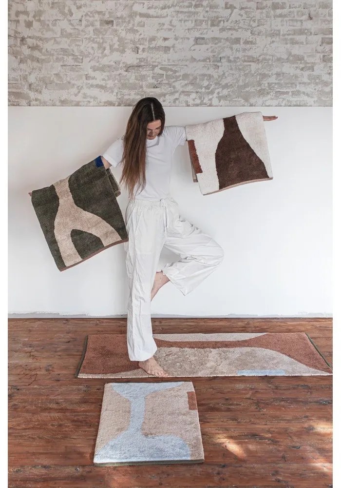 Памучен килим подходящ за пране в тухлен и бежов цвят 50x80 cm Figura – Mette Ditmer Denmark