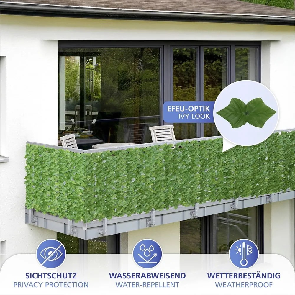 Зелен пластмасов балконски параван 300x100 cm Ivy – Maximex