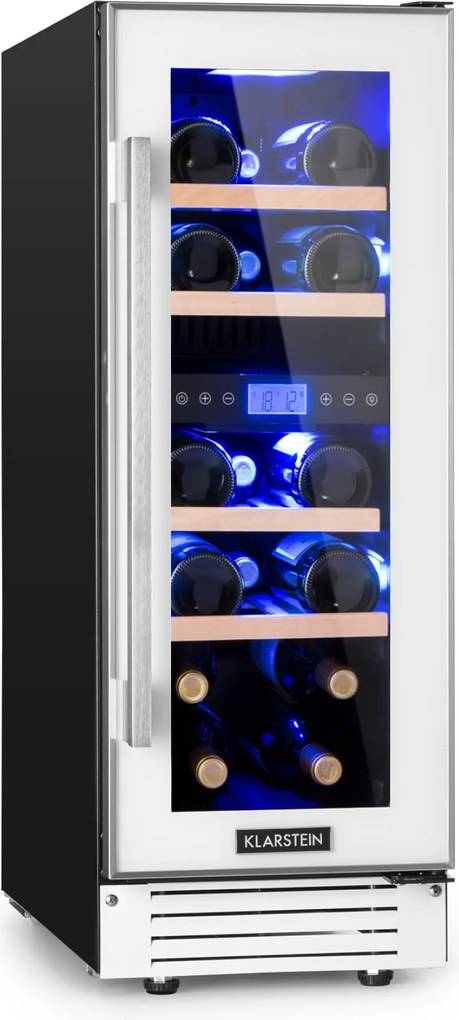 Klarstein Vinovilla 17, двузонов охладител за вино, 53 л, 17 бутилки, 3 цвята, бял