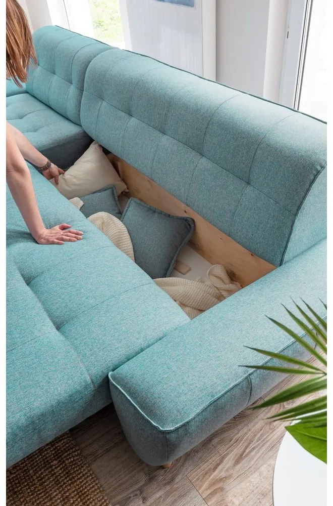 Тюркоаз разтегателен ъглов диван (променлив) Dazzling Daisy – Miuform