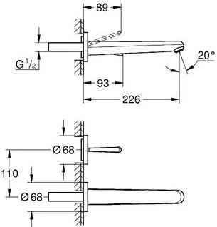 Тоалетна стенен кран Grohe Euпрътisc Joy Cosmopolitan-Length 17 cm.