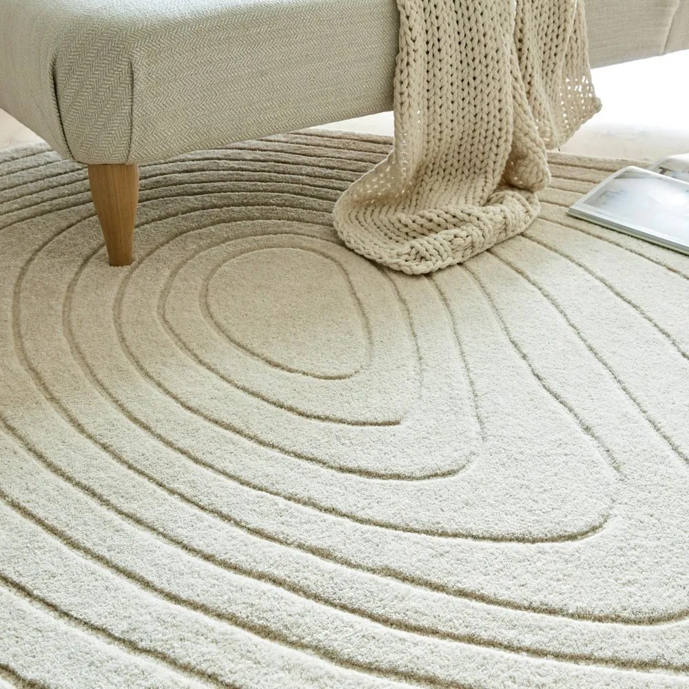 Бежов вълнен килим 160x230 cm Puddle Wool – Flair Rugs