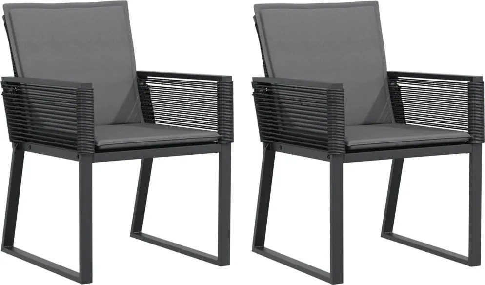 4008115 vidaXL Градински столове с възглавници, 2 бр, черни, полиратан