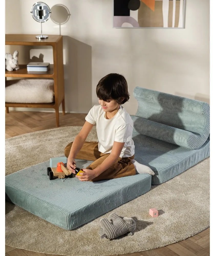 Детски стол от рипсено кадифе в цвят мента Flipster – Wigiwama