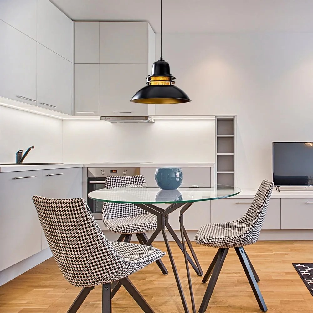 Черно висящо осветително тяло с метален абажур ø 34 cm Tovar – Opviq lights