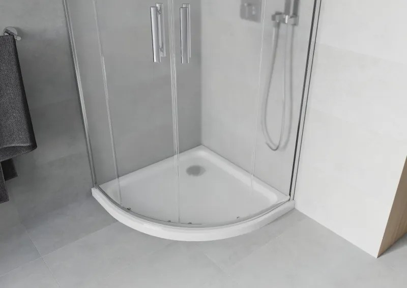 Mexen Rio кръгла душ кабина 80 x 80 см, мразовито стъкло, хром + подложка Flat,