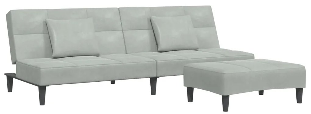 3258110 vidaXL 2-местно разтегателно канапе с табуретка, светлосиво, кадифе