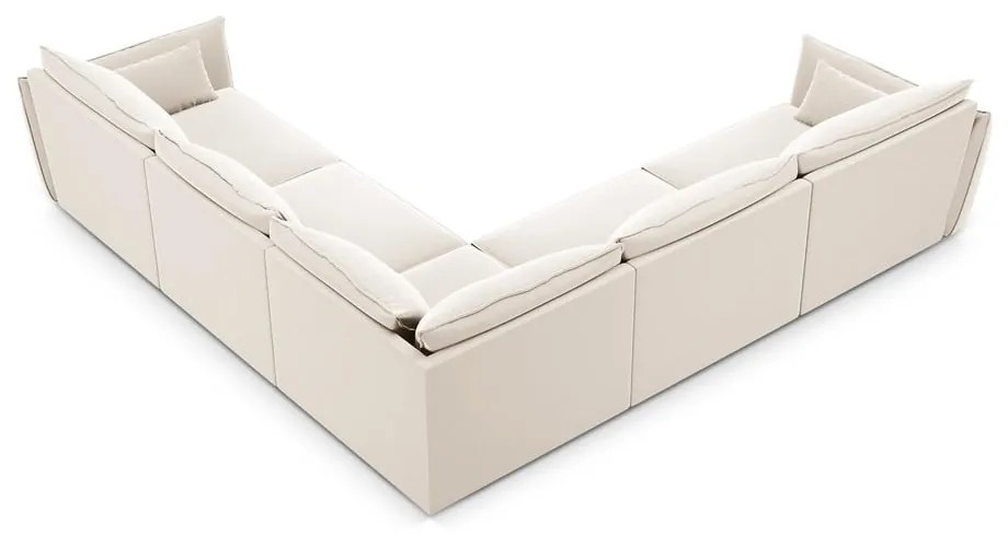 Бежов кадифен ъглов диван Vanda – Mazzini Sofas