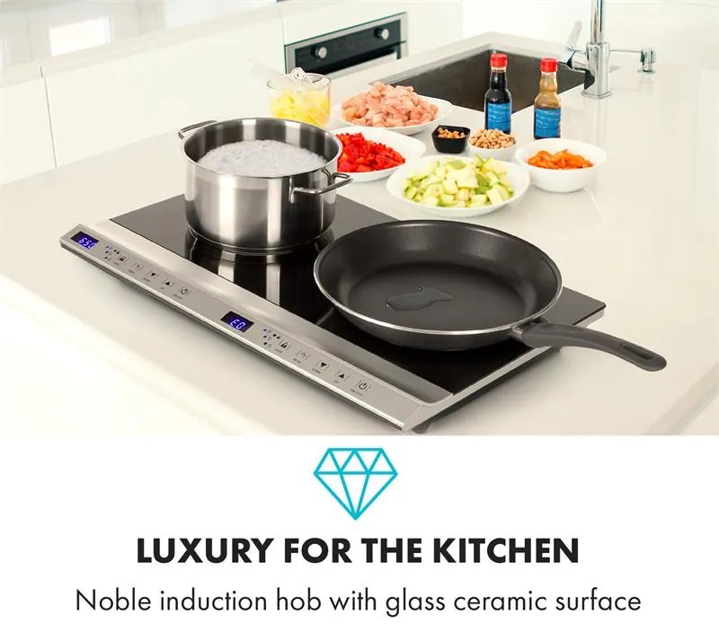 Klarstein Cucinata, индукционен котлон, 3100 W, 10 нива на мощност, 200 - 1300 W