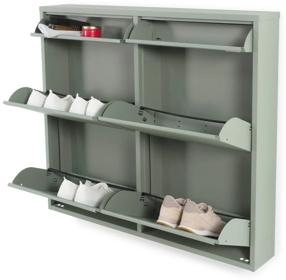 Сиво-зелена метална накланяща се стойка за обувки 98x86x15 cm Billy – Spinder Design