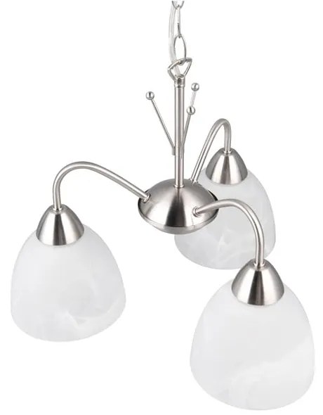 Бяло-сребристо висящо осветително тяло със стъклен абажур ø 43 cm Dobby – Trio