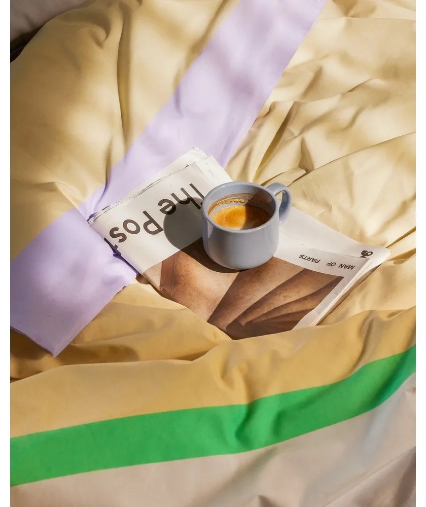 Бяло и бежово памучно спално бельо за единично легло 140x200 cm Block - Hübsch